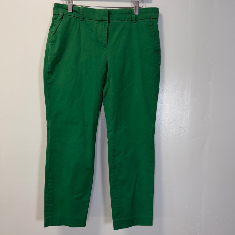 J.Crew Cafe Capri Pants Kelly Green Cotton Spandex Size 6 57064